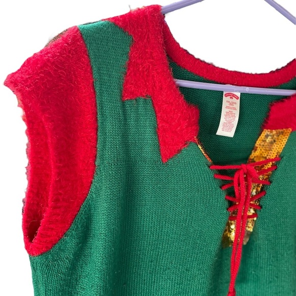 Holiday Time Red Green Christmas dress with tool size 2XL - Picture 2 of 6